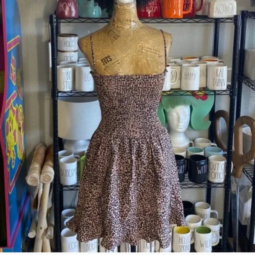 Reformation Rouen Shirred Leopard-Print Dress 6 L… - image 2